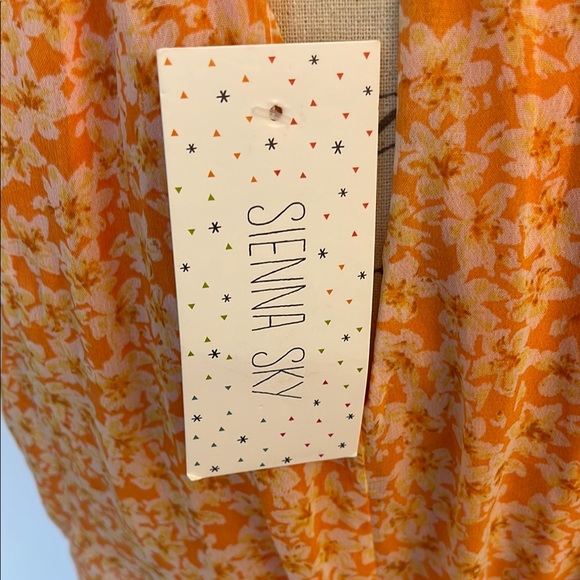 NWT Sienna Sky Orange Floral Dress chiffon like layers halter Medium - Picture 6 of 9